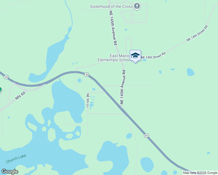 map of restaurants, bars, coffee shops, grocery stores, and more near 14379 Florida 40 in Silver Springs