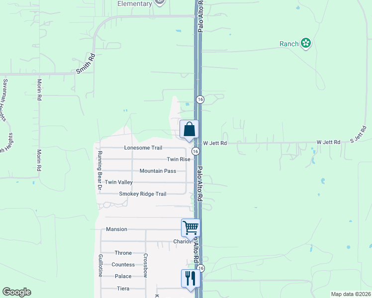 map of restaurants, bars, coffee shops, grocery stores, and more near 4122 White Trail in Von Ormy