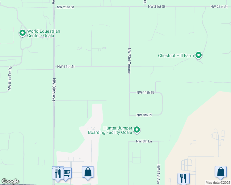 map of restaurants, bars, coffee shops, grocery stores, and more near 1108 Northwest 73rd Terrace in Ocala