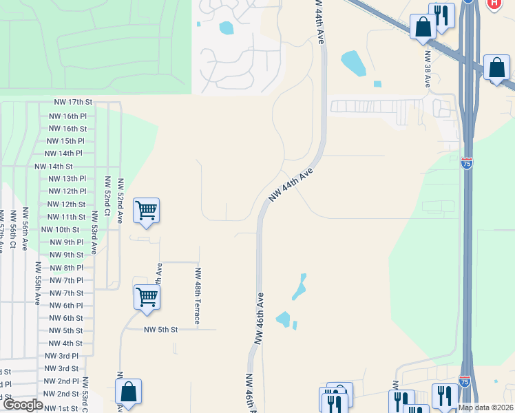 map of restaurants, bars, coffee shops, grocery stores, and more near 1847 45th Terrace in Ocala