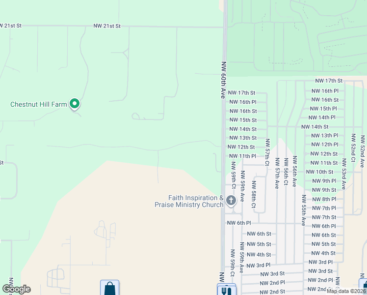 map of restaurants, bars, coffee shops, grocery stores, and more near 6208 Northwest 12th Street in Ocala