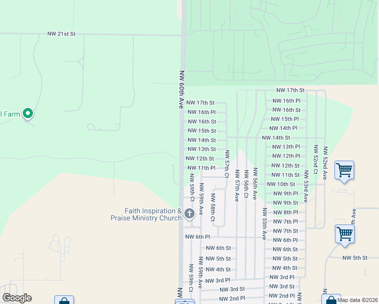 map of restaurants, bars, coffee shops, grocery stores, and more near 1161 Northwest 60th Avenue in Ocala