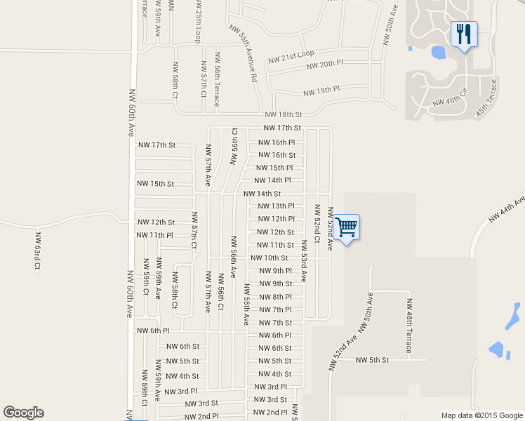 map of restaurants, bars, coffee shops, grocery stores, and more near 5454 Northwest 13th Place in Ocala