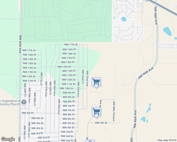 map of restaurants, bars, coffee shops, grocery stores, and more near 1335 Northwest 52nd Avenue in Ocala