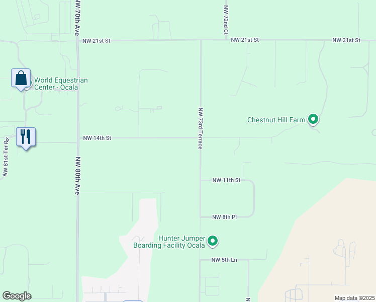 map of restaurants, bars, coffee shops, grocery stores, and more near 7444 Northwest 14th Street in Ocala