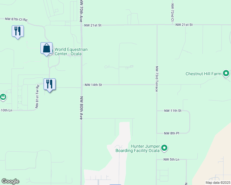 map of restaurants, bars, coffee shops, grocery stores, and more near 7700 Northwest 14th Street in Ocala
