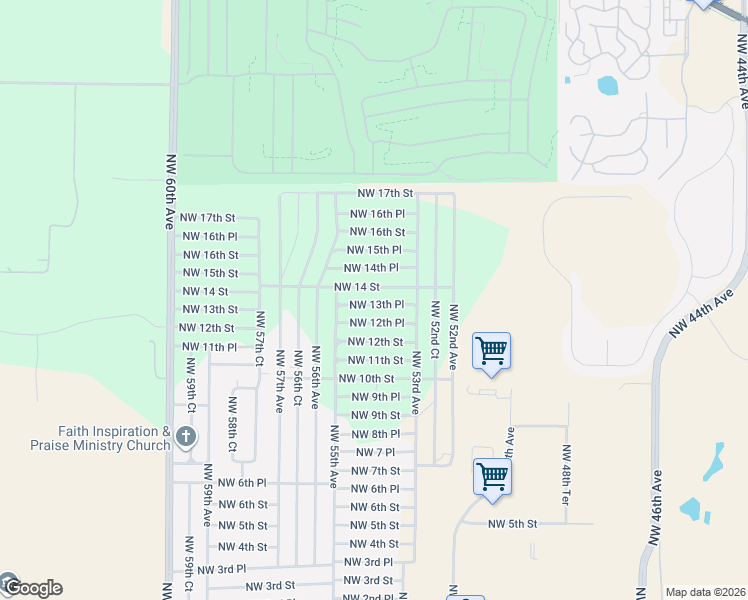 map of restaurants, bars, coffee shops, grocery stores, and more near 5415 Northwest 13th Place in Ocala