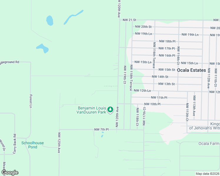 map of restaurants, bars, coffee shops, grocery stores, and more near 1260 Northwest 120th Avenue in Ocala