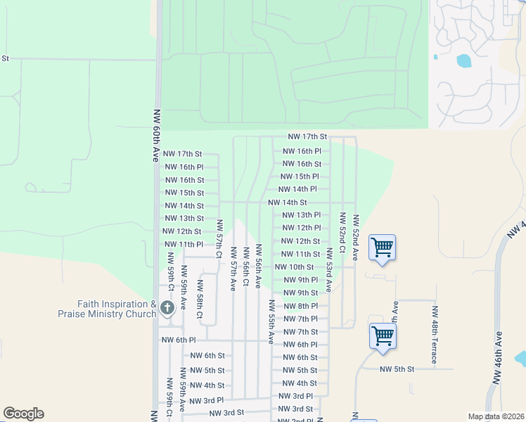 map of restaurants, bars, coffee shops, grocery stores, and more near 1389 Northwest 56th Avenue in Ocala