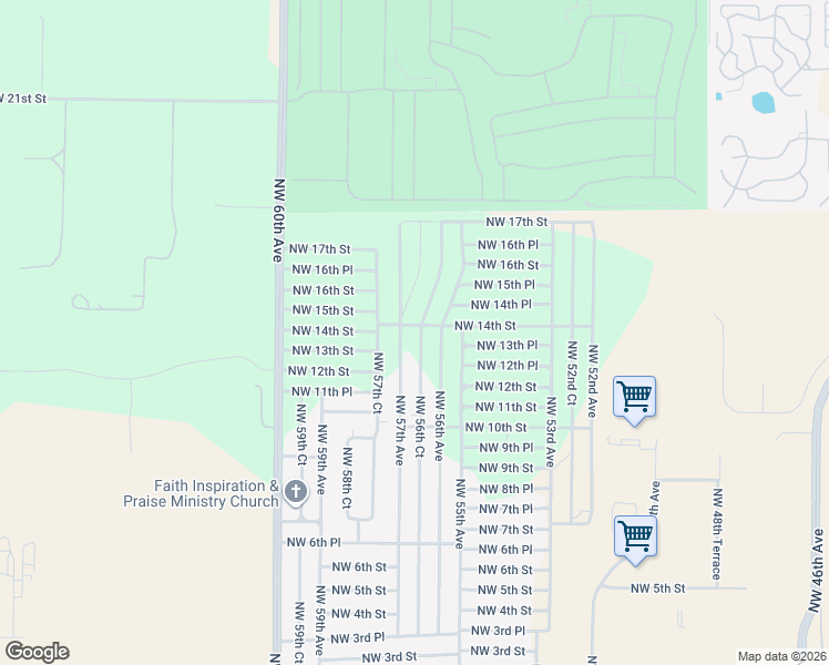 map of restaurants, bars, coffee shops, grocery stores, and more near 1360 Northwest 56th Court in Ocala