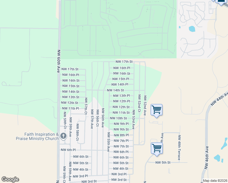 map of restaurants, bars, coffee shops, grocery stores, and more near 5454 Northwest 13th Place in Ocala