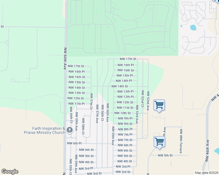 map of restaurants, bars, coffee shops, grocery stores, and more near 1389 Northwest 56th Avenue in Ocala