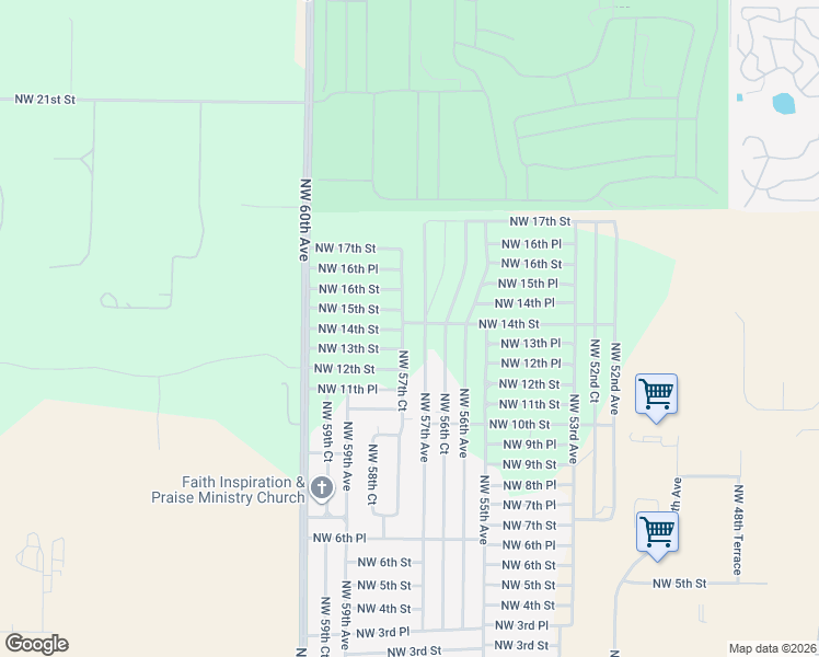 map of restaurants, bars, coffee shops, grocery stores, and more near 1321 Northwest 57th Court in Ocala