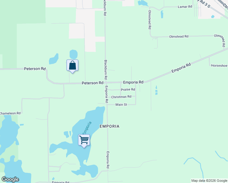 map of restaurants, bars, coffee shops, grocery stores, and more near 345 Praise Road in Pierson