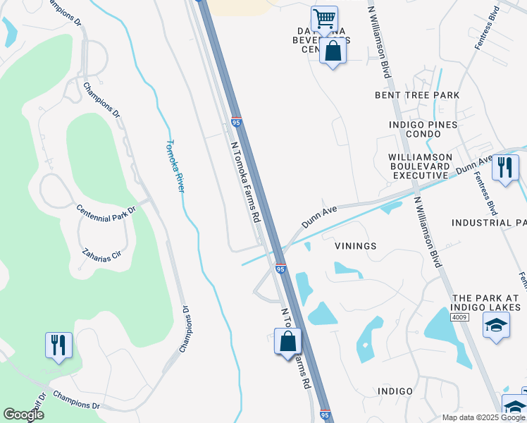 map of restaurants, bars, coffee shops, grocery stores, and more near Highway 9 in Daytona Beach