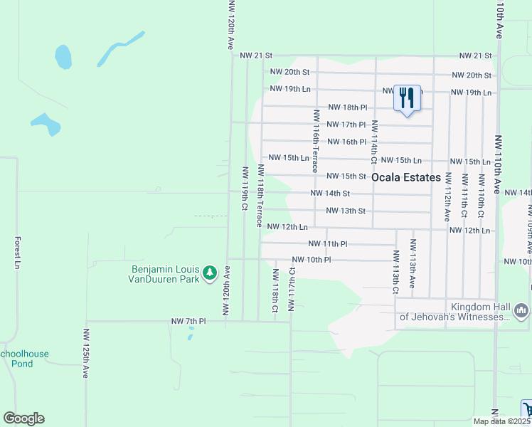 map of restaurants, bars, coffee shops, grocery stores, and more near 11850 Northwest 13th Street in Ocala