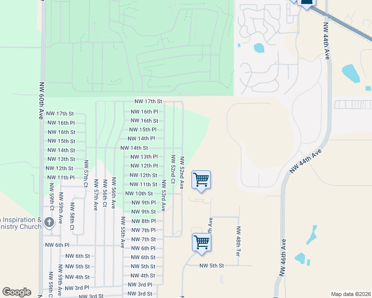 map of restaurants, bars, coffee shops, grocery stores, and more near 1335 Northwest 52nd Avenue in Ocala