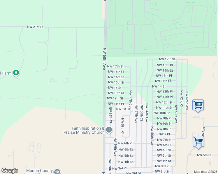 map of restaurants, bars, coffee shops, grocery stores, and more near 5914 NW 14th St in Ocala