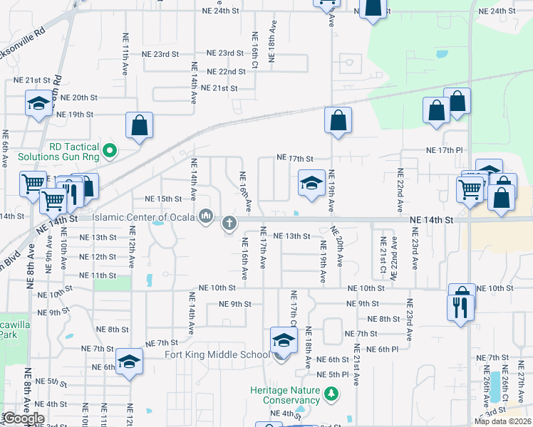 map of restaurants, bars, coffee shops, grocery stores, and more near in Ocala