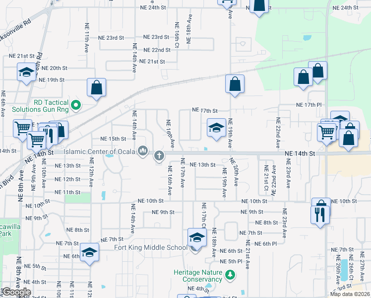 map of restaurants, bars, coffee shops, grocery stores, and more near in Ocala