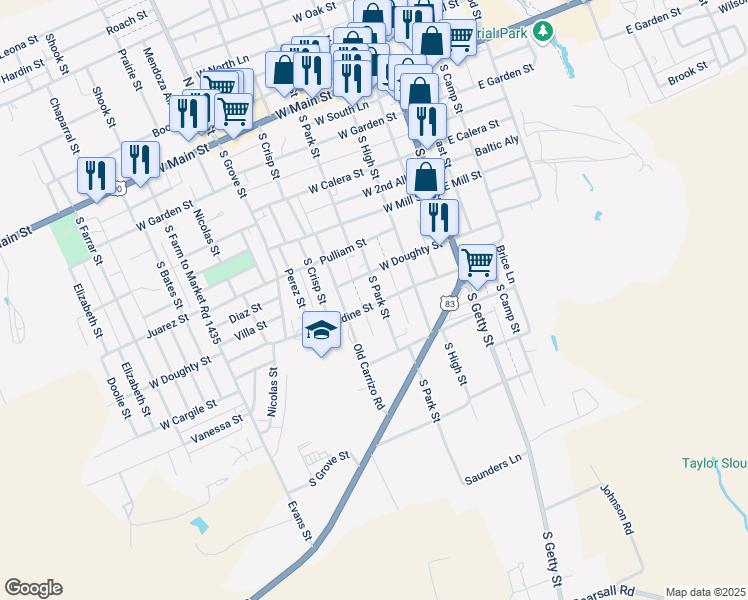 map of restaurants, bars, coffee shops, grocery stores, and more near 700 Old Carrizo Road in Uvalde