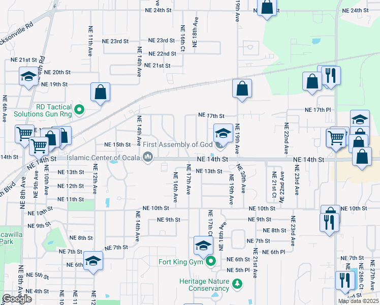 map of restaurants, bars, coffee shops, grocery stores, and more near in Ocala