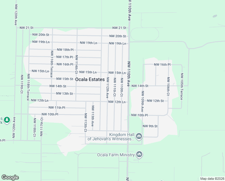 map of restaurants, bars, coffee shops, grocery stores, and more near 1271 Northwest 111th Court in Ocala