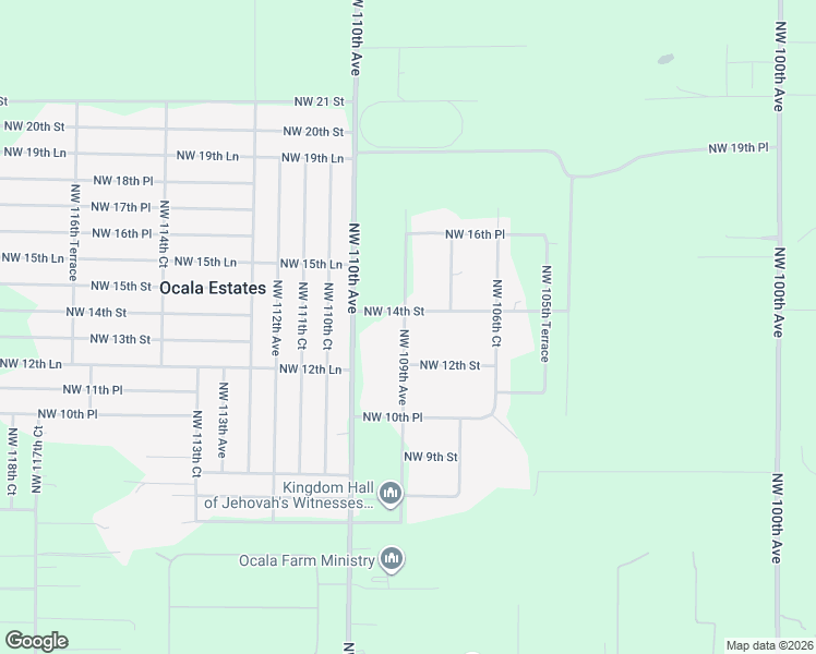 map of restaurants, bars, coffee shops, grocery stores, and more near 1425 Northwest 109th Avenue in Ocala