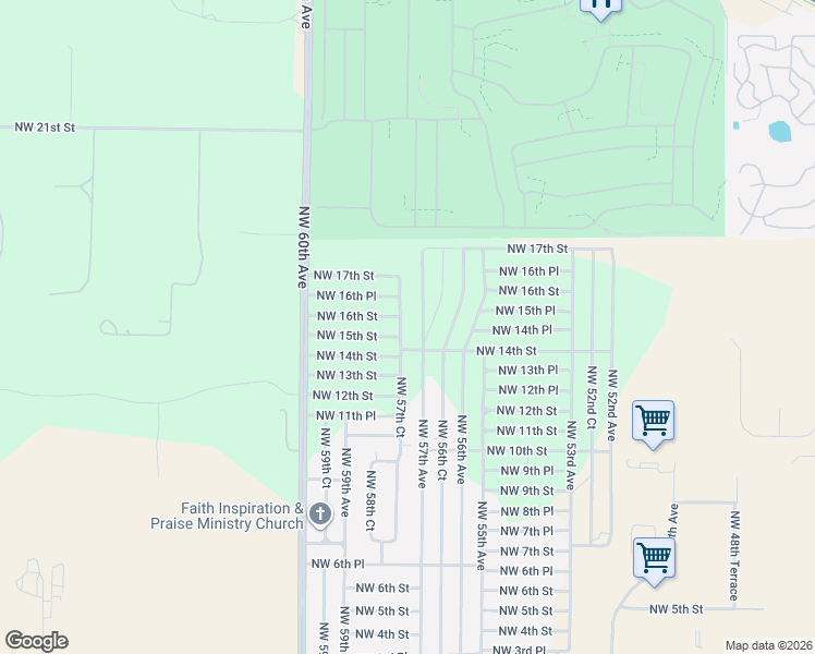 map of restaurants, bars, coffee shops, grocery stores, and more near 5720 Northwest 16th Place in Ocala