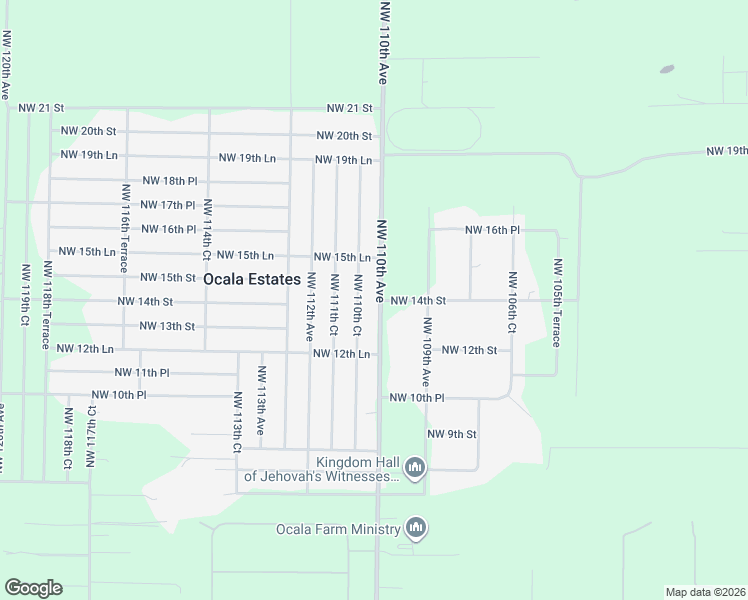 map of restaurants, bars, coffee shops, grocery stores, and more near 1380 Northwest 110th Avenue in Ocala