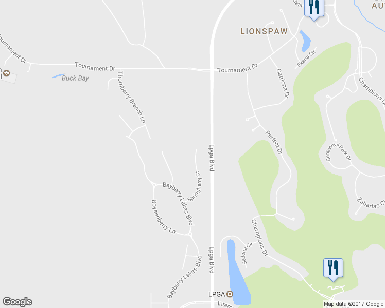 map of restaurants, bars, coffee shops, grocery stores, and more near 164 Springberry Court in Daytona Beach