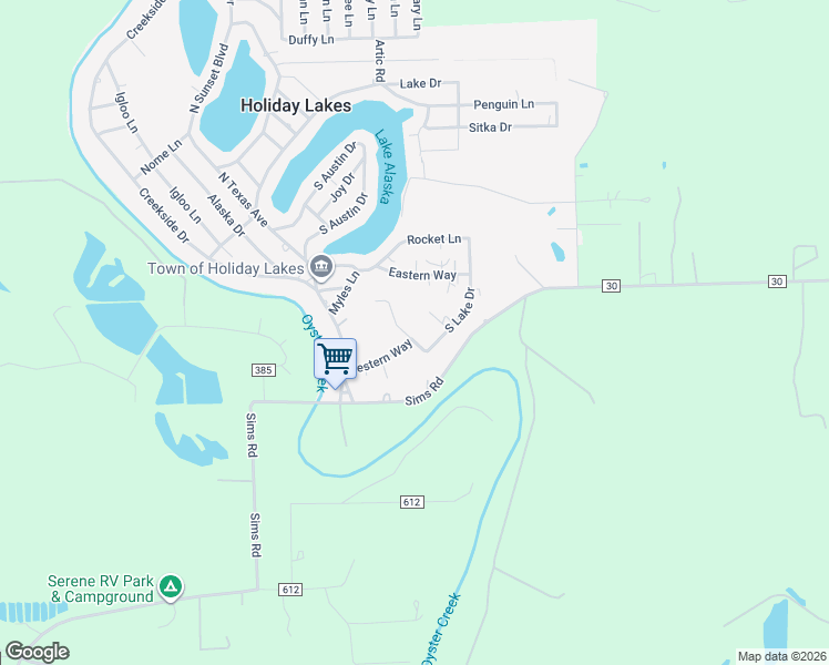 map of restaurants, bars, coffee shops, grocery stores, and more near 101 South Lake Drive in Holiday Lakes
