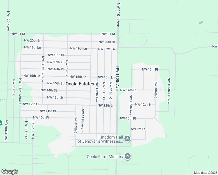map of restaurants, bars, coffee shops, grocery stores, and more near 1441 Northwest 111th Court in Ocala