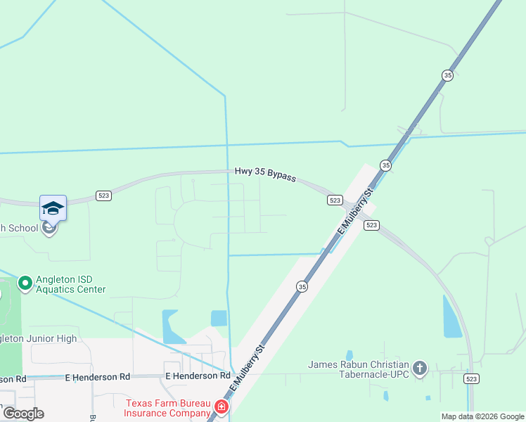 map of restaurants, bars, coffee shops, grocery stores, and more near 17227 Highway 35 Bypass in Angleton