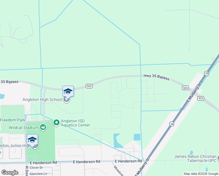 map of restaurants, bars, coffee shops, grocery stores, and more near 1005 Farm to Market Road 523 in Angleton