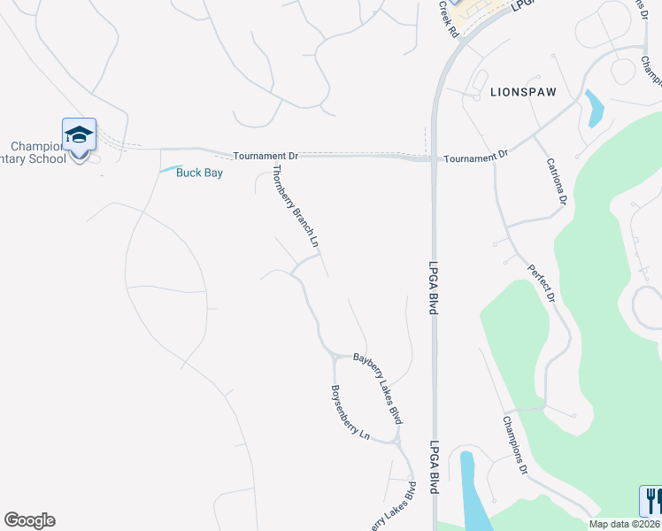 map of restaurants, bars, coffee shops, grocery stores, and more near 117 Thornberry Branch Lane in Daytona Beach