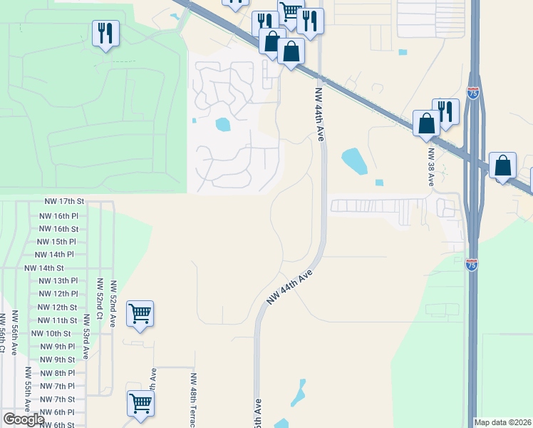 map of restaurants, bars, coffee shops, grocery stores, and more near 1852 Northwest 46 Avenue in Ocala