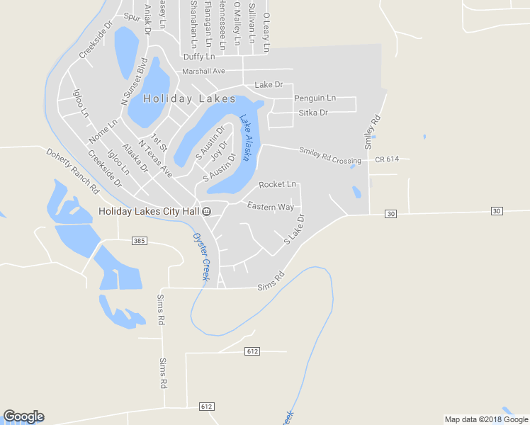 map of restaurants, bars, coffee shops, grocery stores, and more near 111 Eastern Way in Holiday Lakes