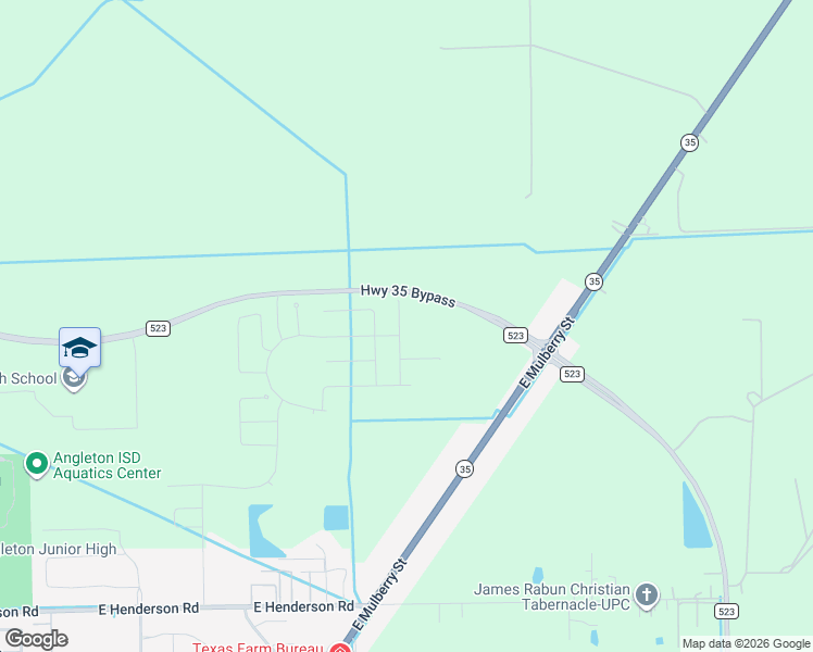 map of restaurants, bars, coffee shops, grocery stores, and more near 17227 Highway 35 Bypass in Angleton