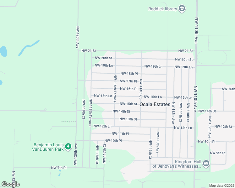 map of restaurants, bars, coffee shops, grocery stores, and more near 1551 Northwest 116th Terrace in Ocala