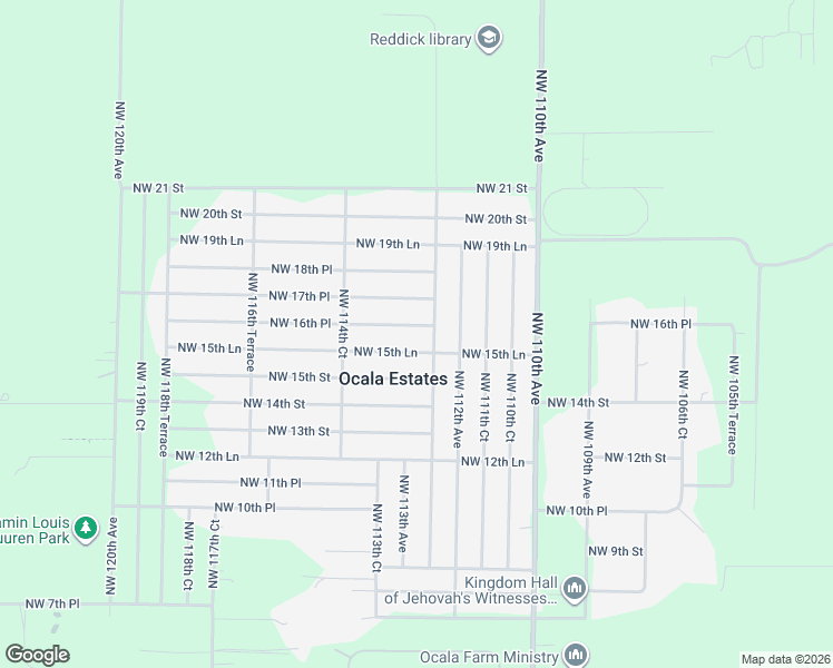 map of restaurants, bars, coffee shops, grocery stores, and more near 11290 Northwest 16th Place in Ocala
