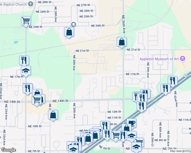 map of restaurants, bars, coffee shops, grocery stores, and more near 1805 Northeast 30th Avenue in Ocala