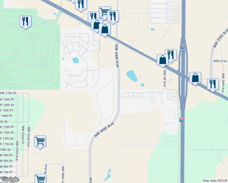 map of restaurants, bars, coffee shops, grocery stores, and more near 1920 Northwest 44th Avenue in Ocala