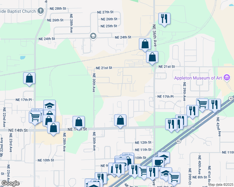 map of restaurants, bars, coffee shops, grocery stores, and more near 1805 Northeast 30th Avenue in Ocala