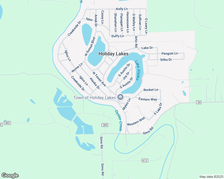 map of restaurants, bars, coffee shops, grocery stores, and more near 211 North Texas Avenue in Holiday Lakes
