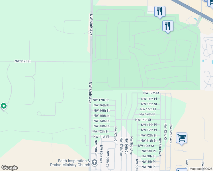 map of restaurants, bars, coffee shops, grocery stores, and more near 1820 Northwest 58th Court in Ocala