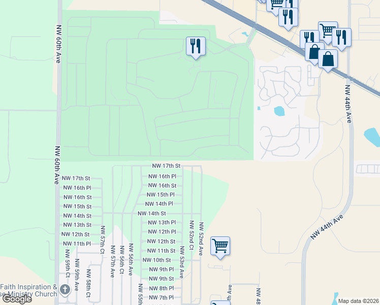 map of restaurants, bars, coffee shops, grocery stores, and more near 5272 Northwest 18th Street in Ocala