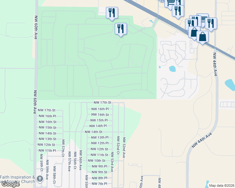 map of restaurants, bars, coffee shops, grocery stores, and more near 5272 Northwest 18th Street in Ocala