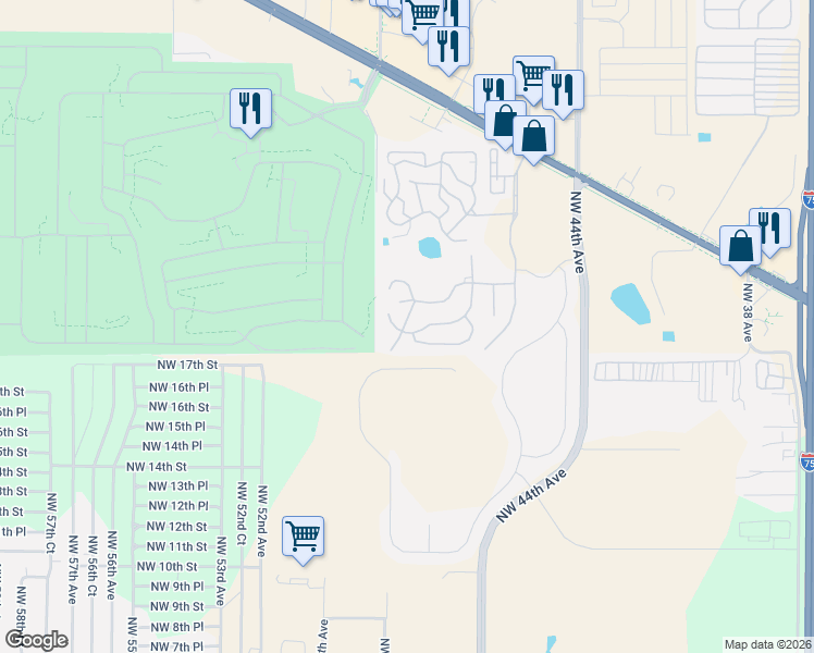 map of restaurants, bars, coffee shops, grocery stores, and more near 5236 Northwest 18th Street in Ocala