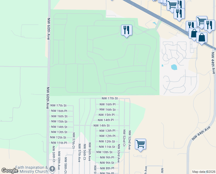 map of restaurants, bars, coffee shops, grocery stores, and more near 5367 Northwest 18th Street in Ocala